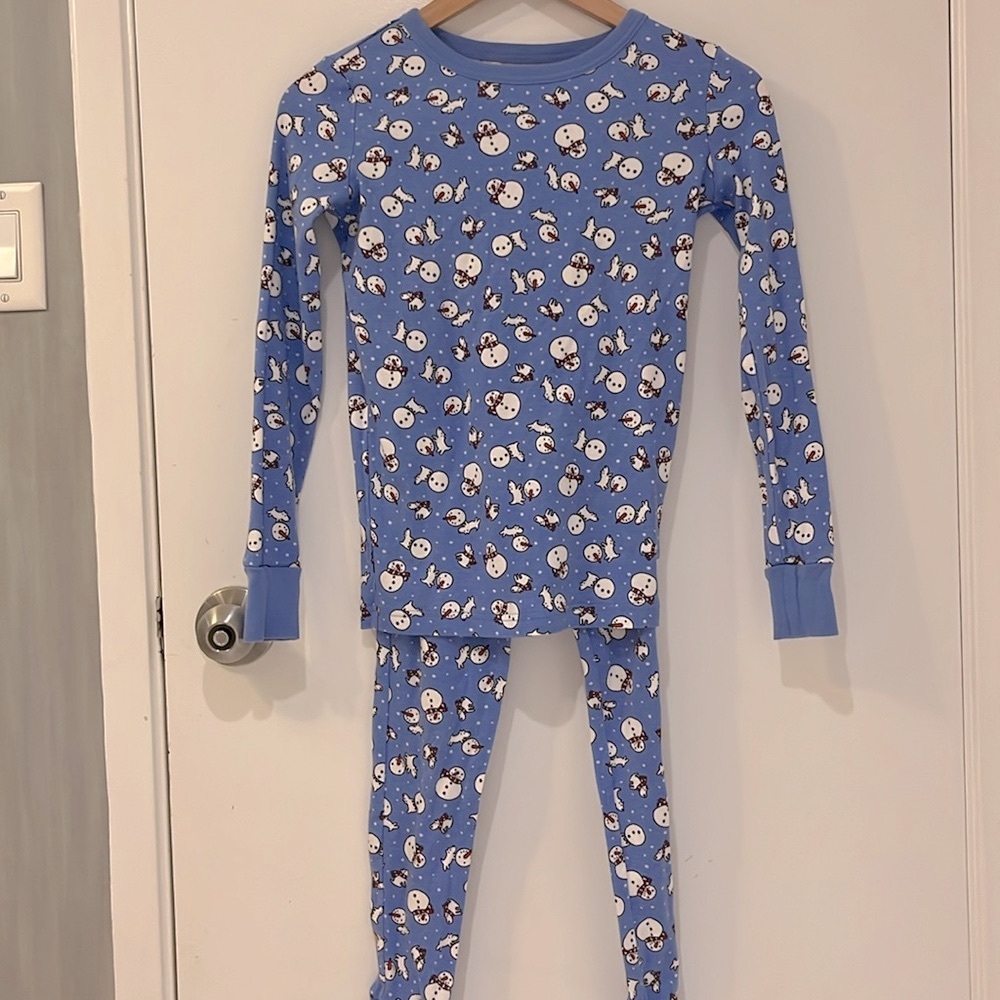 Lands’ End kids unisex snowman pajama set in size 16